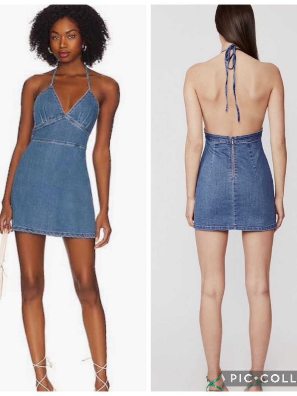 Bardot Sofia Denim Halter Backless Mini Jean Dress